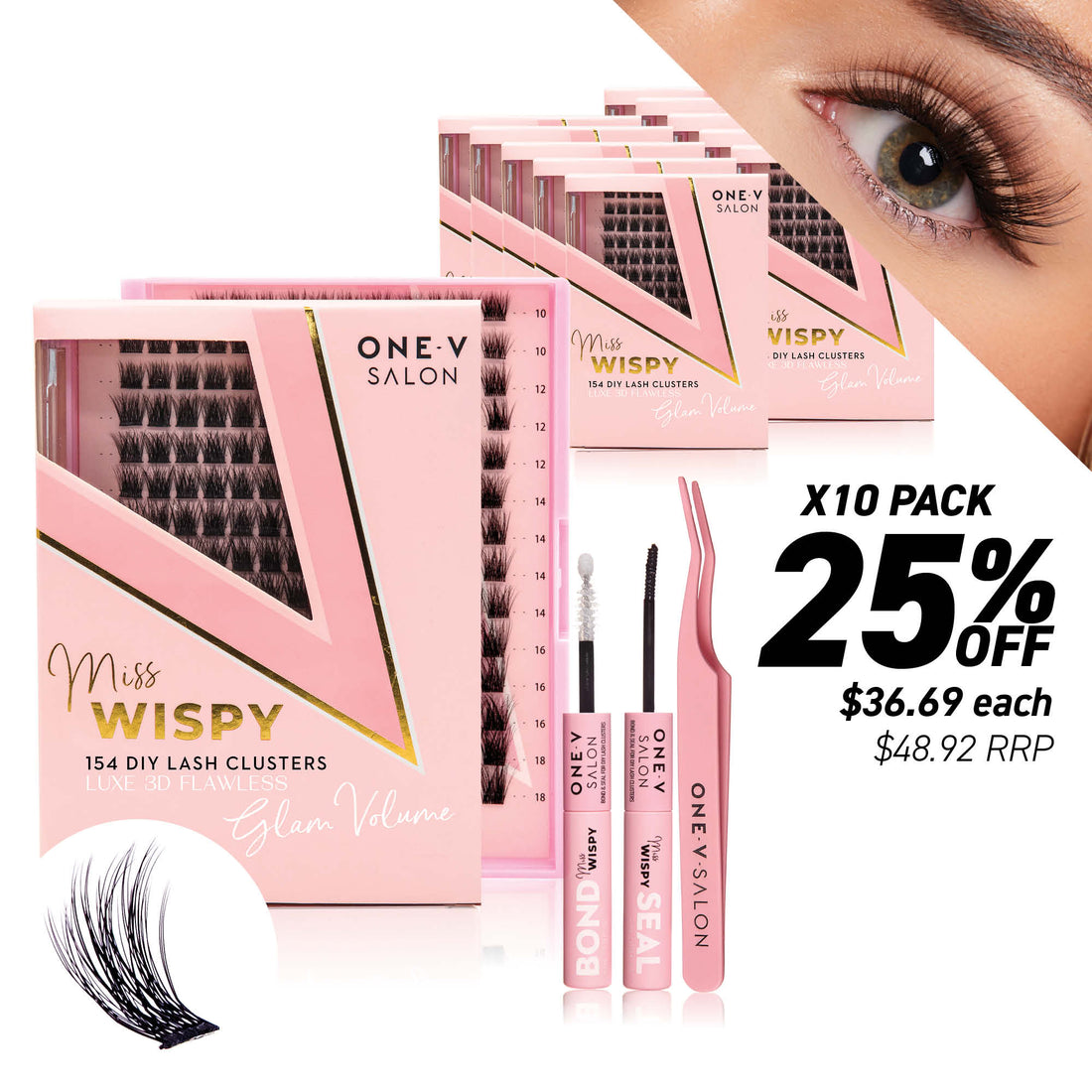 Luxe 3D Flawless -Glam Volume - 154 DIY Cluster Lashes Combo Kit (Bundle Pack) - LASH V