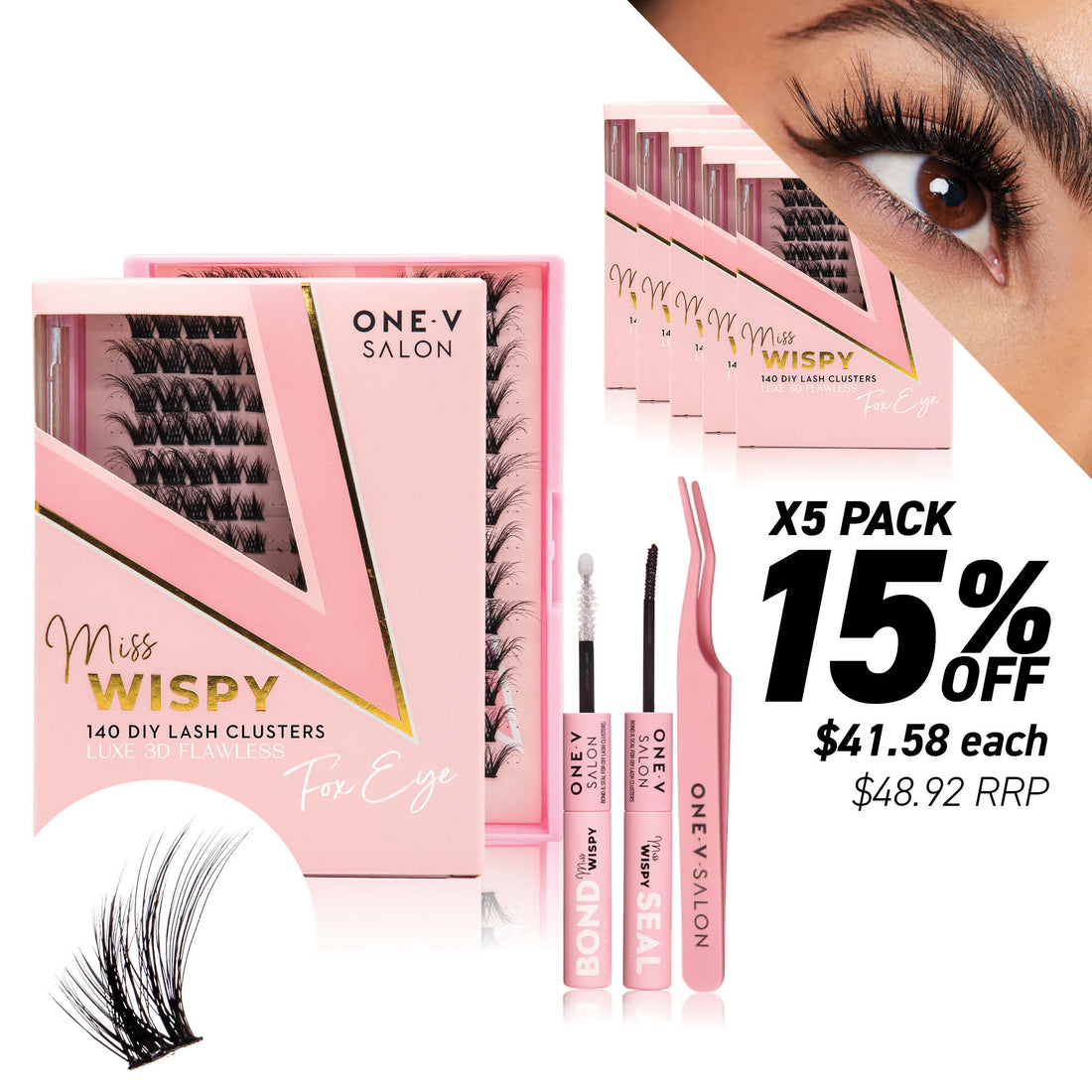 Luxe 3D Flawless - Fox Eye - 140 DIY Cluster Lashes Combo Kit (Bundle Pack) - LASH V