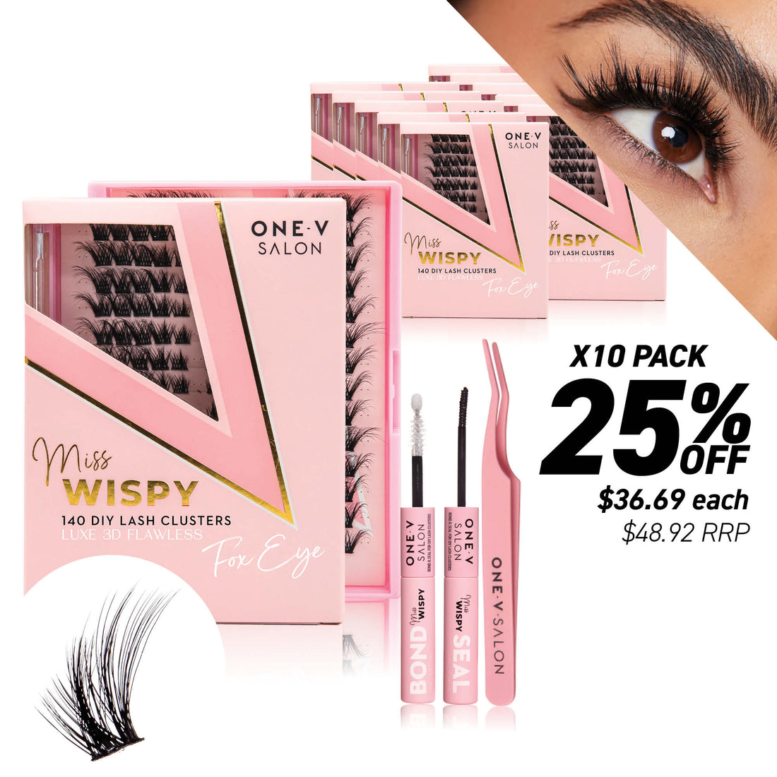 Luxe 3D Flawless - Fox Eye - 140 DIY Cluster Lashes Combo Kit (Bundle Pack) - LASH V