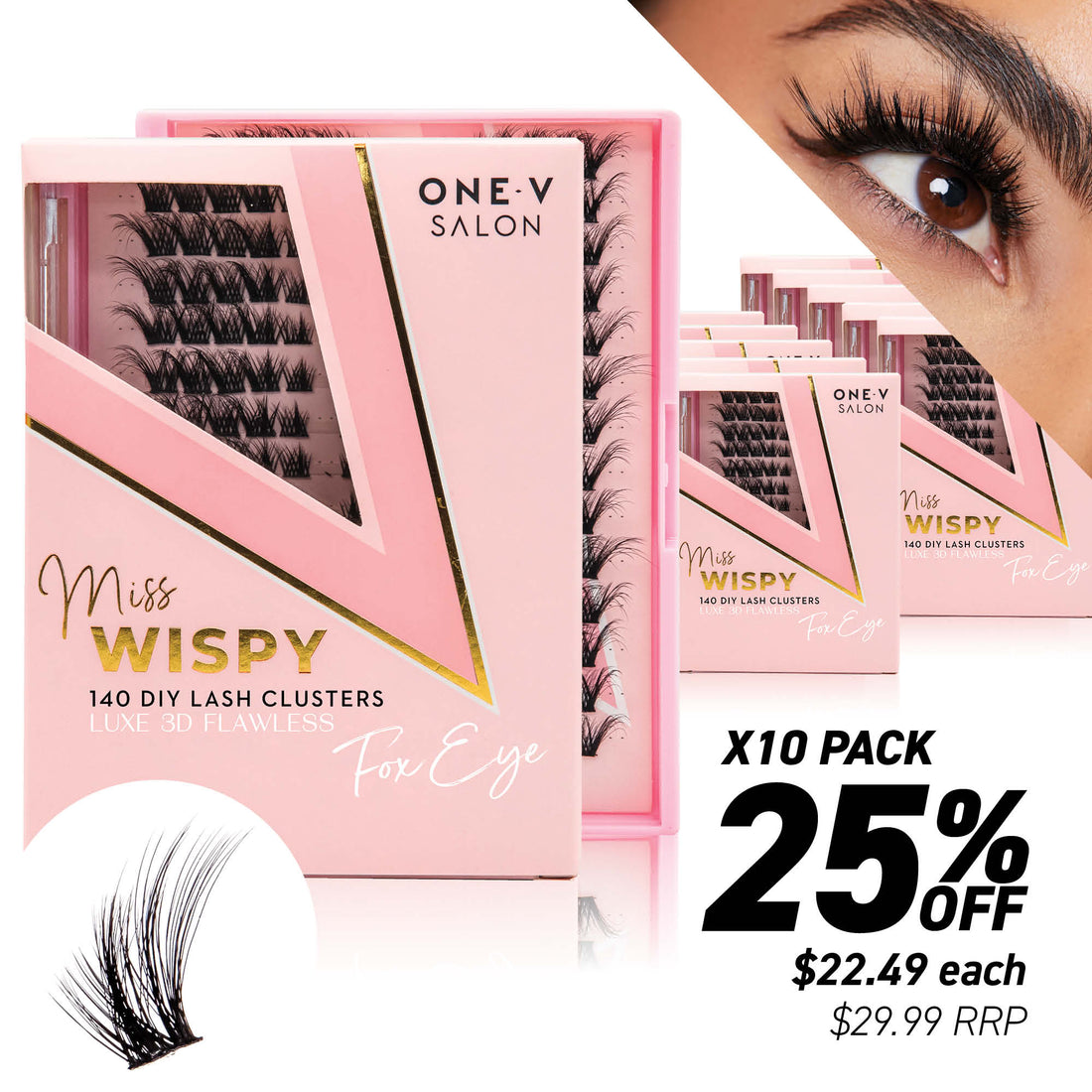 Luxe 3D Flawless - Fox Eye - 140 DIY Cluster Lashes (Bundle Pack) - LASH V