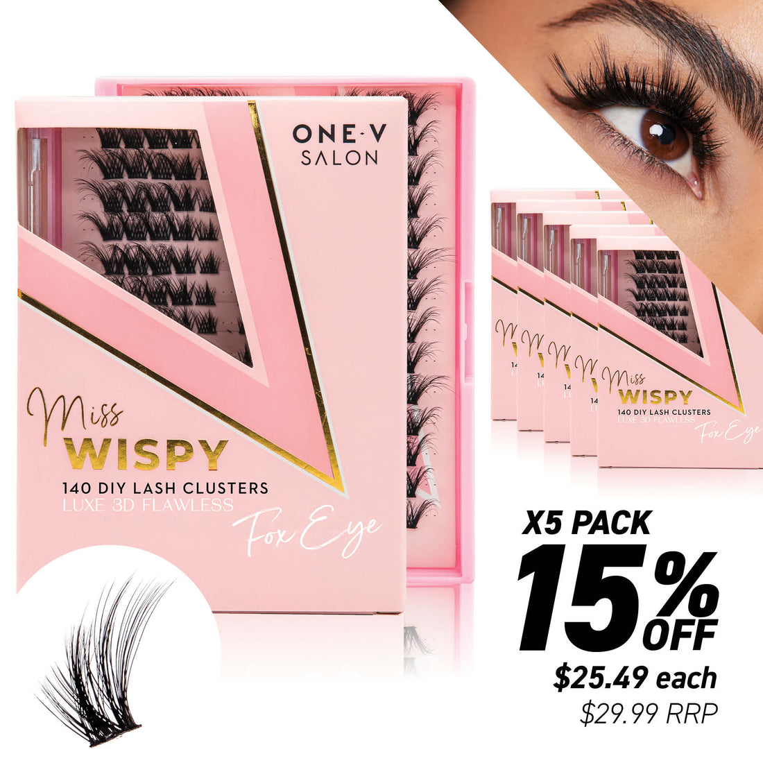 Luxe 3D Flawless - Fox Eye - 140 DIY Cluster Lashes (Bundle Pack) - LASH V