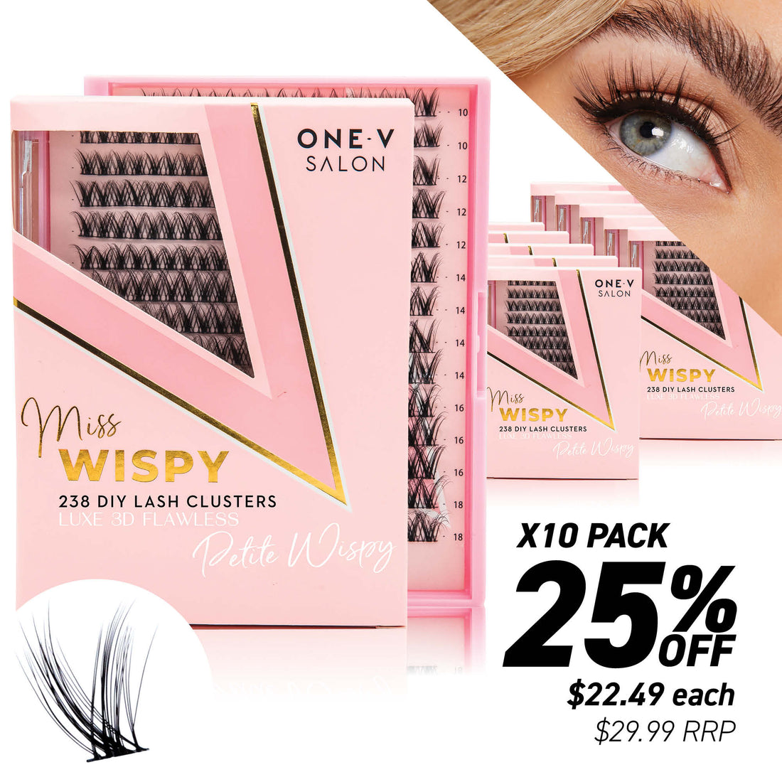 Luxe 3D Flawless -PETITE WISPY- 238 DIY Cluster Lashes (Bundle Pack) - LASH V