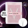 3D Premade Volume Fans Ultra Dark Short Stem - 800 Fans - LASH V