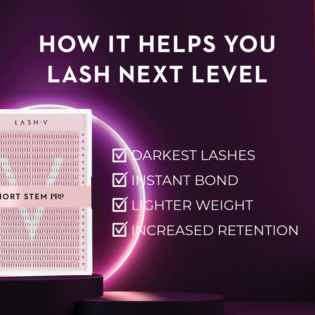 3D Premade Volume Fans Ultra Dark Short Stem - 800 Fans - LASH V