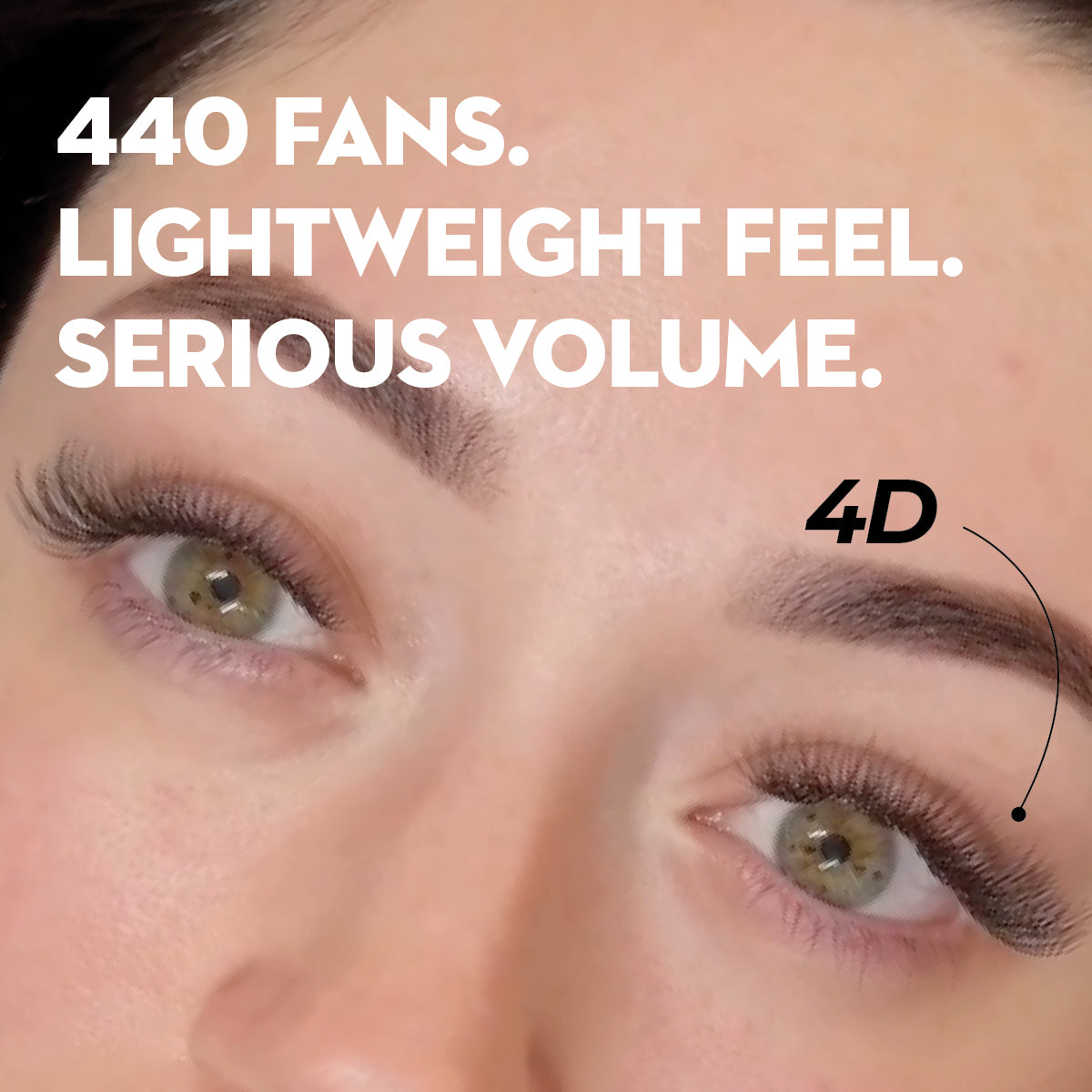 4D Premade Volume Fans Ultra Dark Short Stem - 440 Fans - LASH V