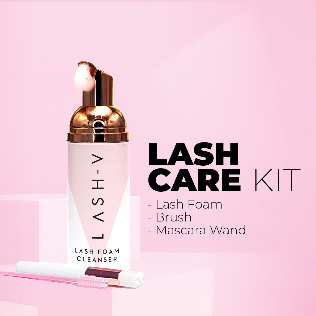 Lash Care Kit - Lash Shampoo + Lash  Brush + Mascara Wand . - LASH V