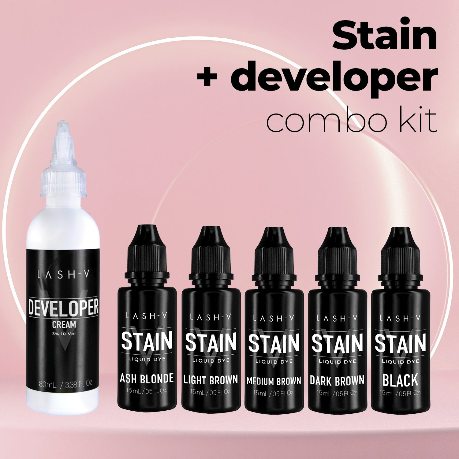 Brow Stain Combo Kit  - X5 Stain + Developer 3% - LASH V