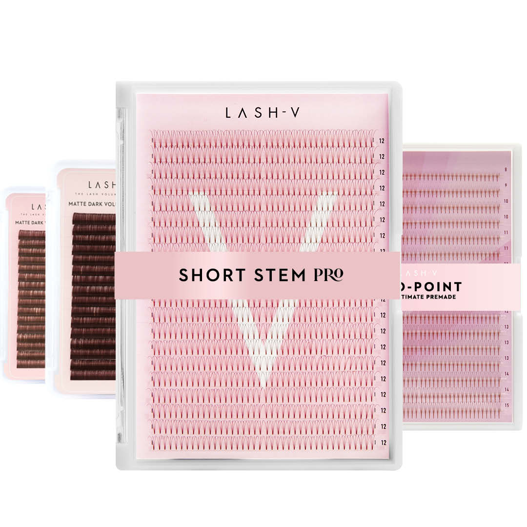 Brown Lashes Saver Bundle - x4 Trays - Matte Dark/Short Stem/Pro-point - LASH V