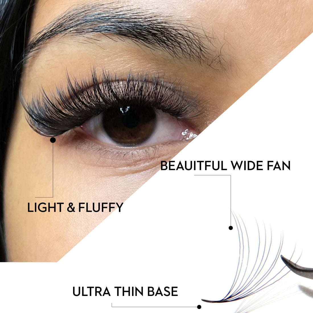 10D Promade Fans NEW XXL Tray 500 - Premade Volume Fans - LASH V