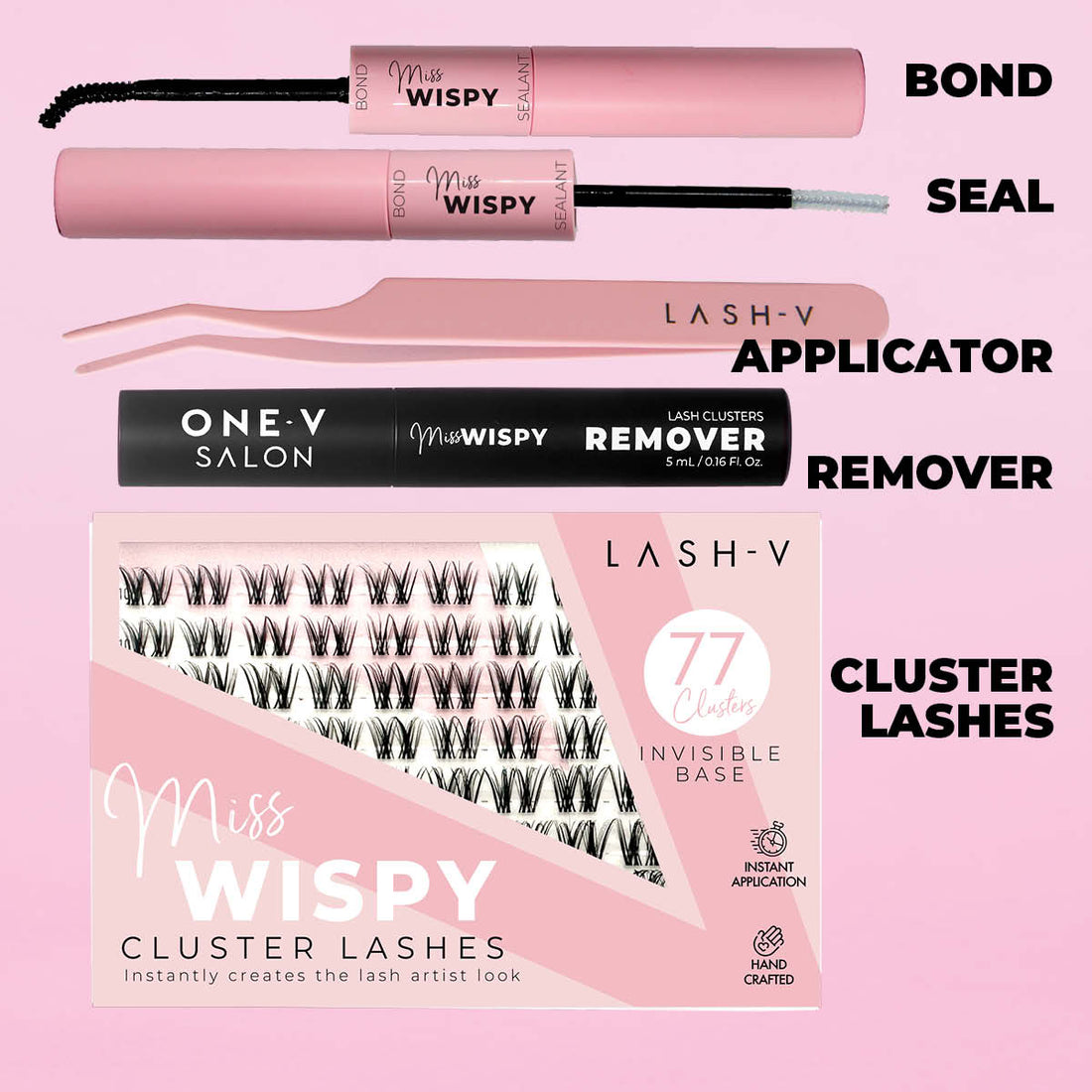 Miss Wispy Cluster Lashes - 77 Clusters Style 4 Double Wispies Complete Kit - LASH V