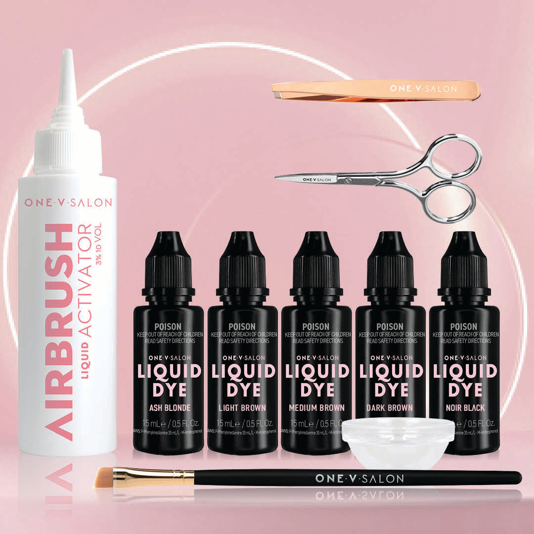 Brow Liquid Dye Complete Combo Kit - X5 colours - Airbrush Liquid Activator - LASH V