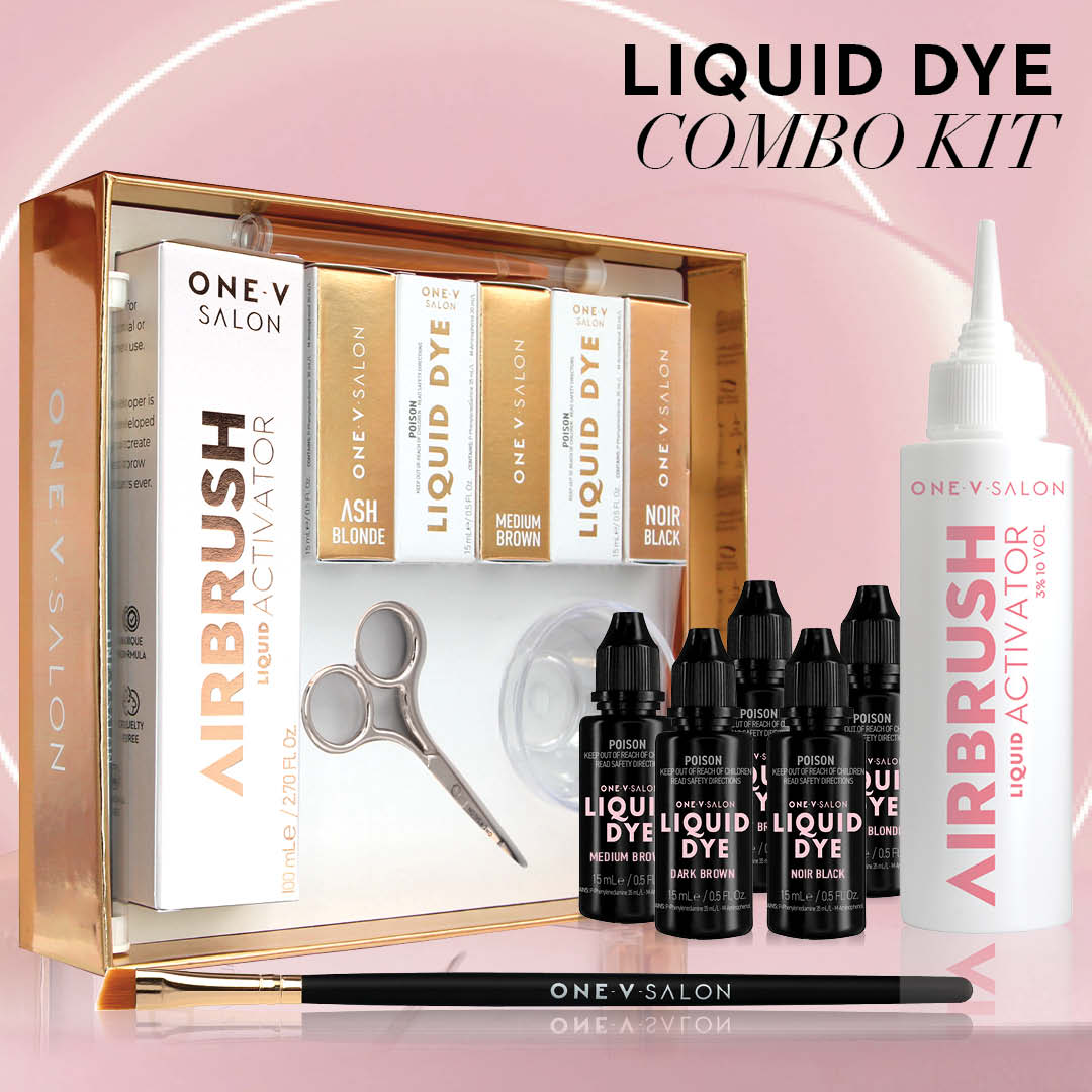 Brow Liquid Dye Complete Combo Kit  - X5 colours - Airbrush Liquid Activator - LASH V