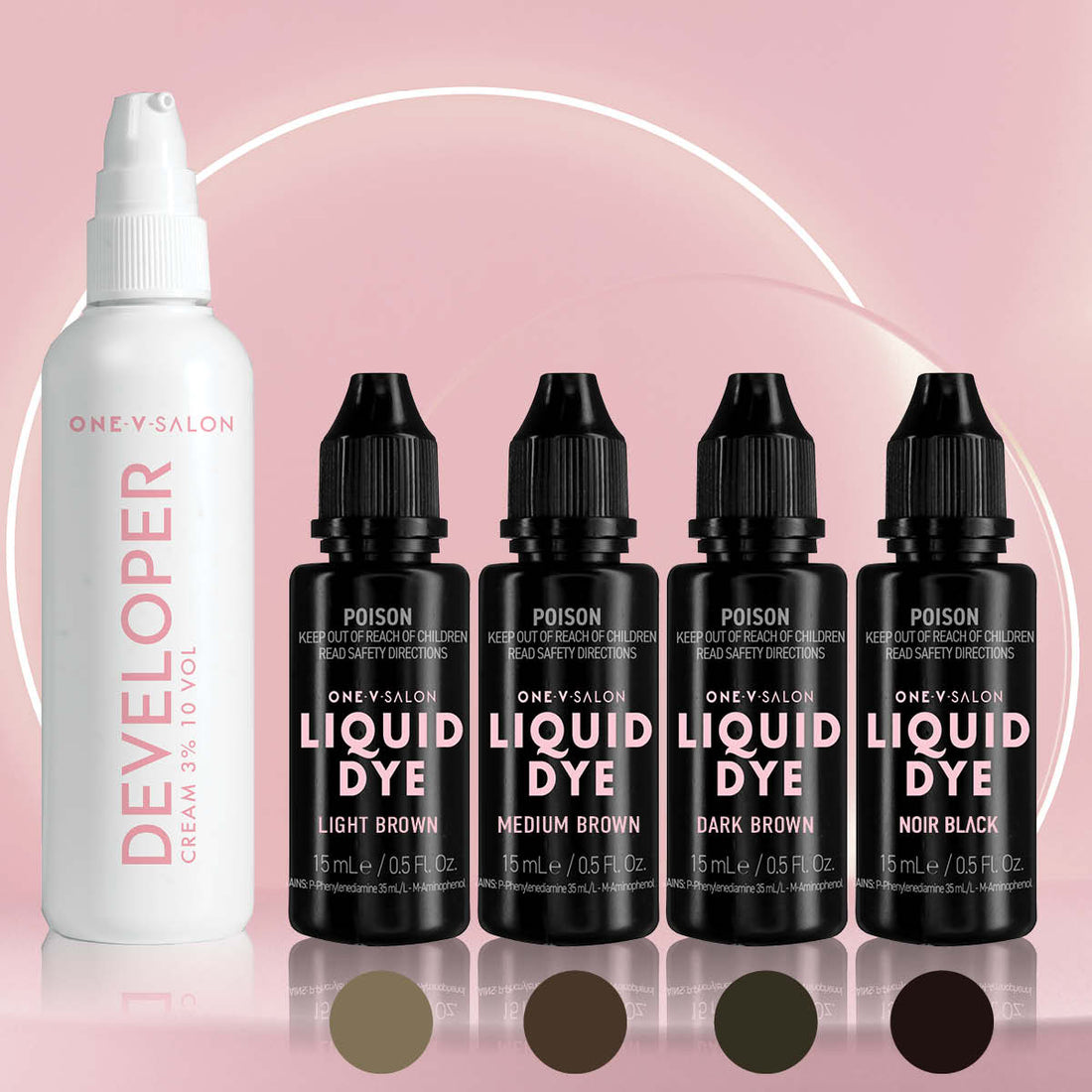 Brow Liquid Dye Starter Kit - 4 colours + 1 Developer - LASH V