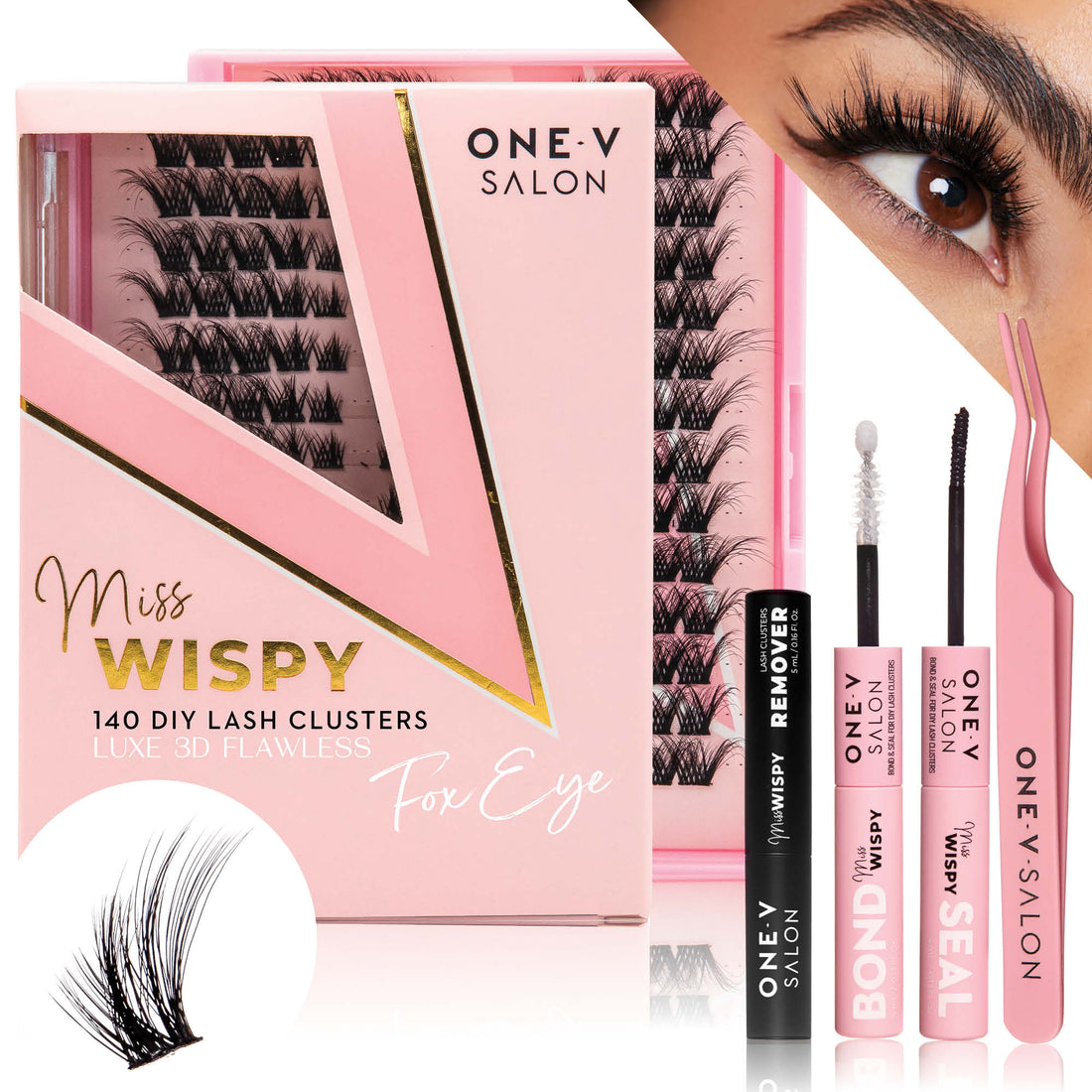 Luxe 3D Flawless - Fox Eye - 140 DIY Cluster Lashes Complete Kit (Bundle Pack) - LASH V