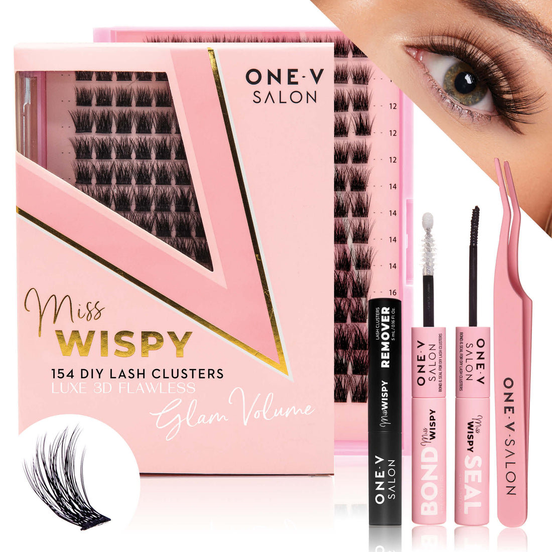 Luxe 3D Flawless -Glam Volume - 154 DIY Cluster Lashes Complete Kit (Bundle Pack) - LASH V