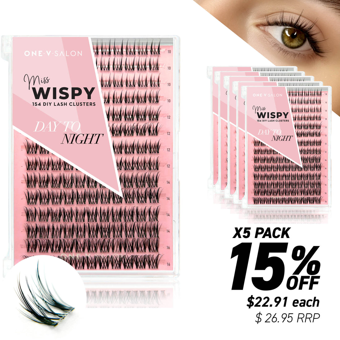 Miss Wispy Cluster Lashes Day to Night - 154 DIY Cluster Lashes (Bundle packs) - LASH V