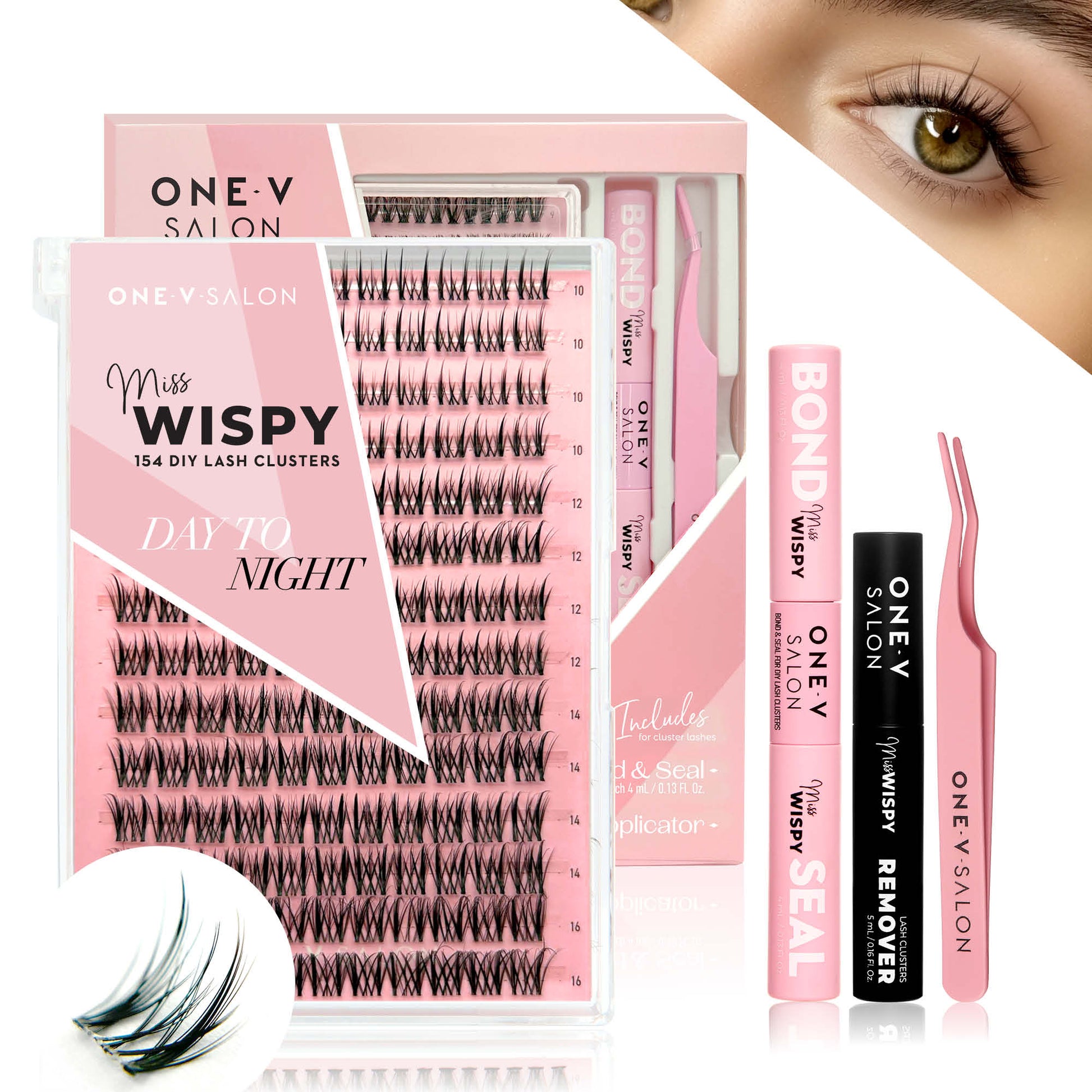 Miss Wispy Cluster Lashes Day to Night - 154 DIY Cluster Lashes Complete Kit - LASH V