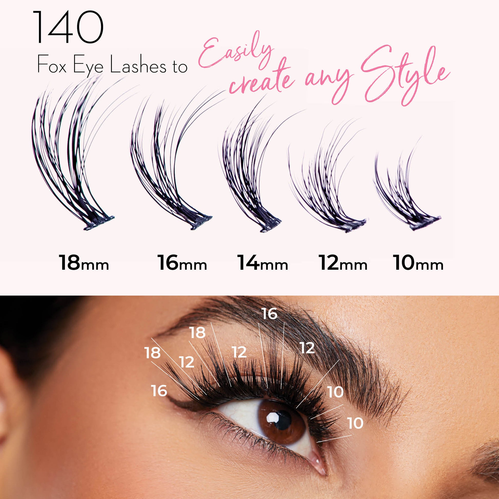 Luxe 3D Flawless - Fox Eye - 140 DIY Cluster Lashes With Bond and Seal Kit - LASH V