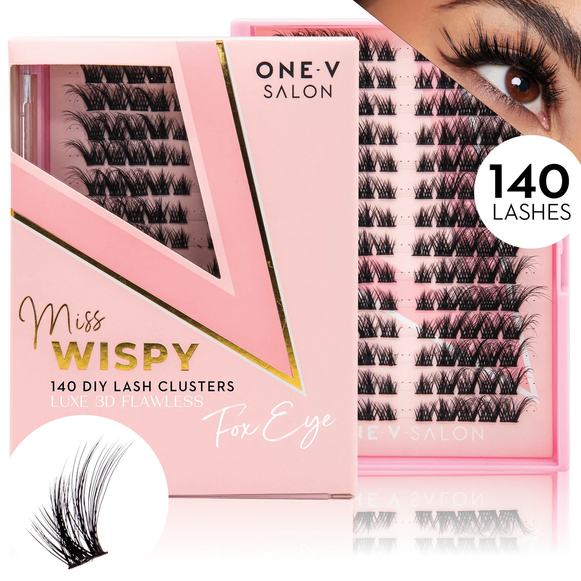 Luxe 3D Flawless - Fox Eye - 140 DIY Cluster Lashes With Bond and Seal Kit - LASH V
