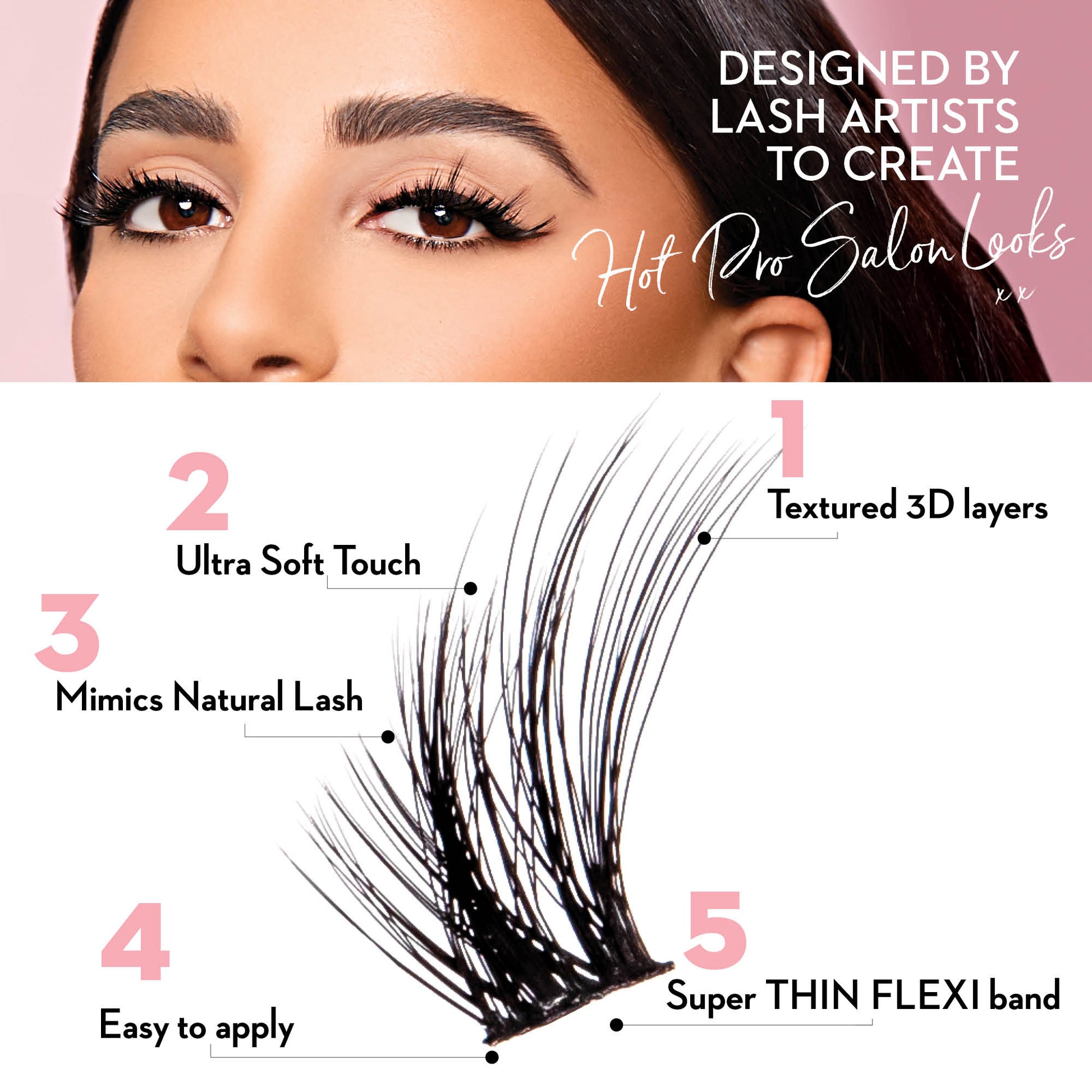 Luxe 3D Flawless - Fox Eye - 140 DIY Cluster Lashes With Bond and Seal Kit - LASH V