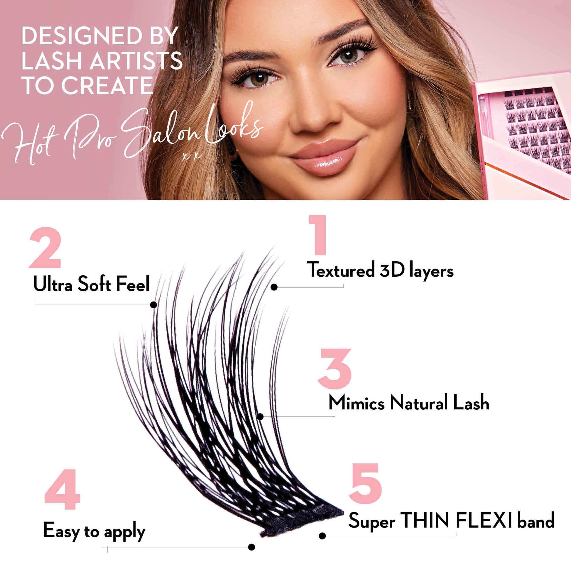 Luxe 3D Flawless -Glam Volume - 154 DIY Cluster Lashes with Bond and Seal Kit - LASH V