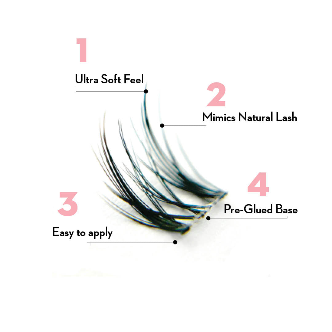 Day to Night Press On Pre-glued Under-lashes Cluster Lashes & Applicator - LASH V