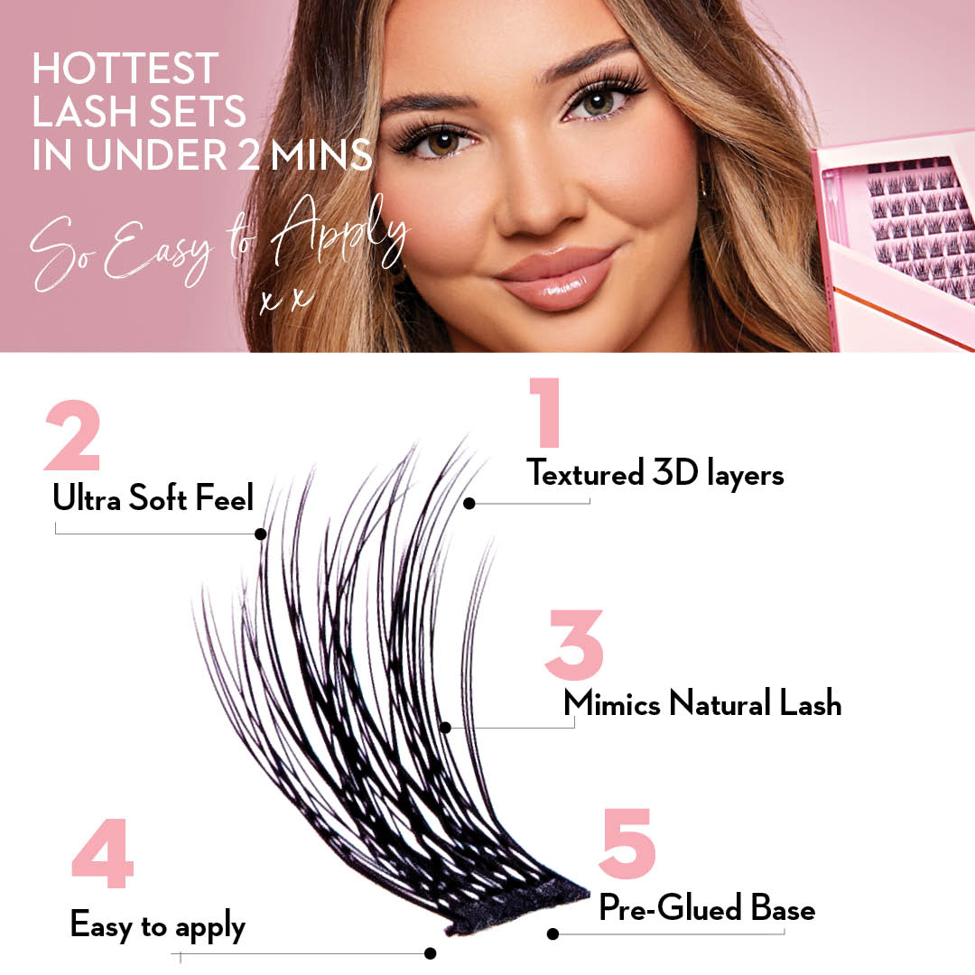 Miss Wispy Glam Volume Press On Pre-glued Under-lashes Cluster Lashes & Applicator - LASH V