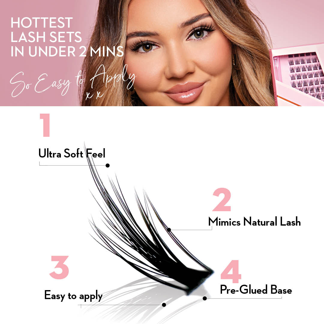 Vixen Press On Pre-glued Under-lashes Cluster Lashes & Applicator - LASH V