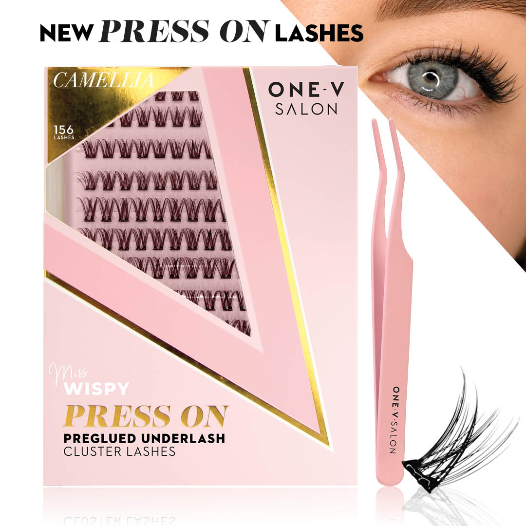 Camellia Wispy Press-On Pre-glued Cluster Lashes & Applicator - LASH V