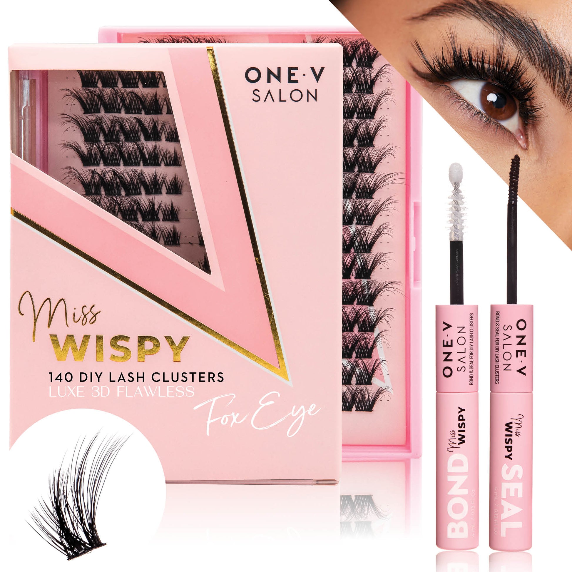Luxe 3D Flawless - Fox Eye - 140 DIY Cluster Lashes With Bond and Seal Kit - LASH V