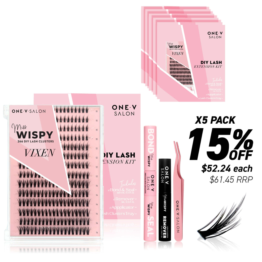 Miss Wispy Cluster Lashes - Vixen Complete Kit (Bundle Pack) - LASH V