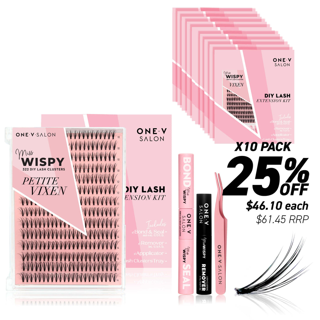 Miss Wispy Cluster Lashes - Petite Vixen Complete Kit (Bundle Pack) - LASH V