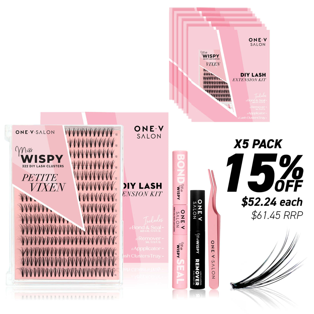 Miss Wispy Cluster Lashes - Petite Vixen Complete Kit (Bundle Pack) - LASH V