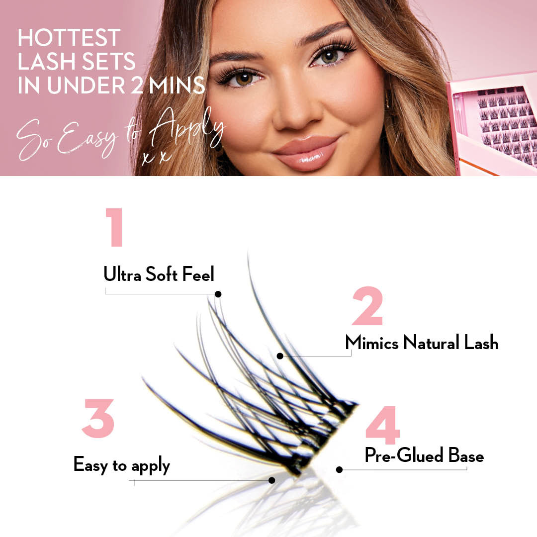 Angel Lift Press On Pre-glued Under-lashes Cluster Lashes & Applicator - LASH V