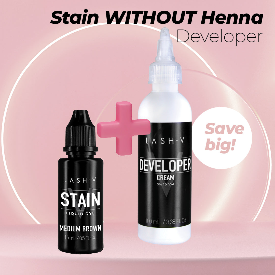 Color Developer Liquid Developer + Stain Liquid Dye WITHOUT Henna 15ml Brow Tint - LASH V