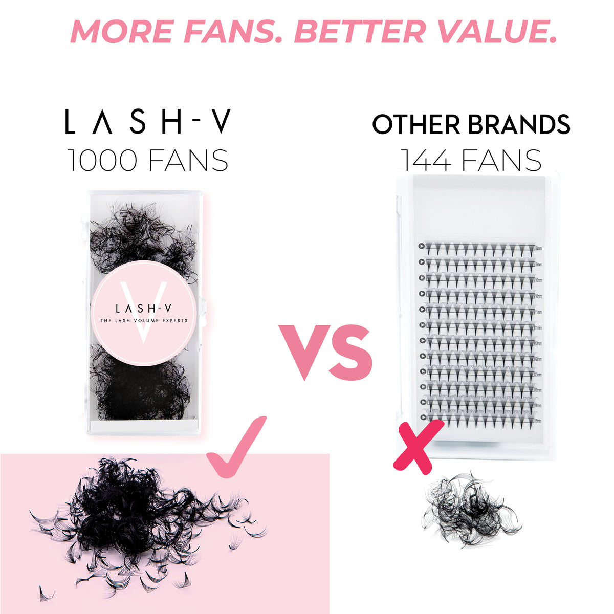 9D Promade Volume Fans Wispy Loose - 1000 Fans - LASH V