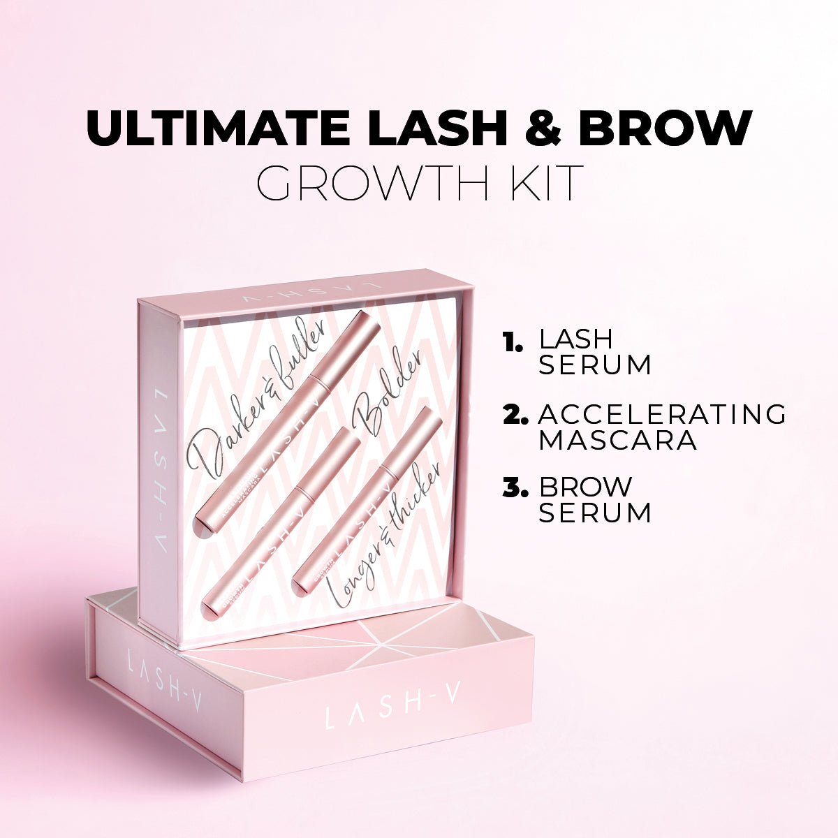 Combo Kit - Ultimate Lash & Brow Growth Kit - Lash & Brow Growth Serums + Mascara . - LASH V