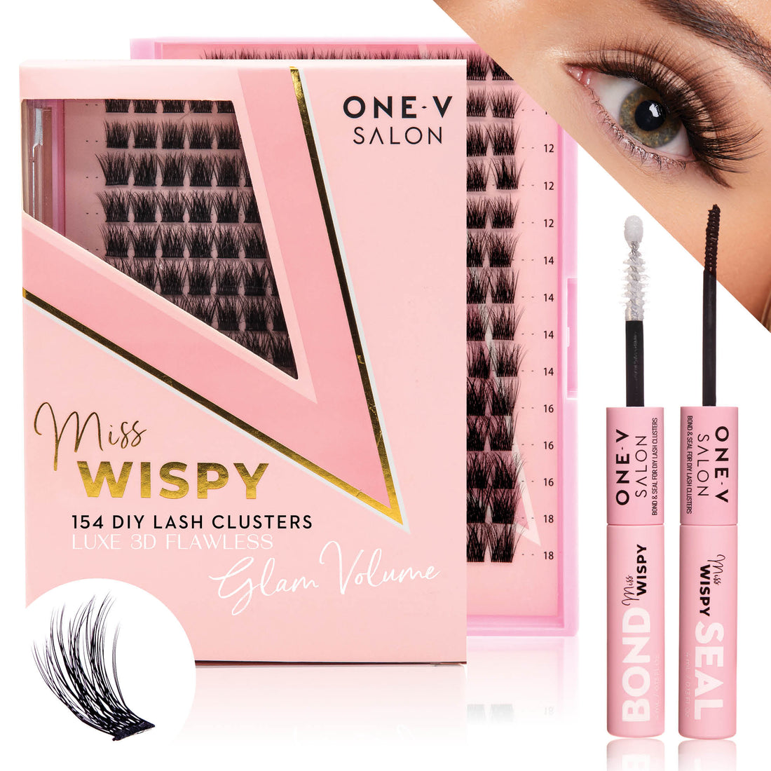 Luxe 3D Flawless -Glam Volume - 154 DIY Cluster Lashes with Bond and Seal Kit - LASH V