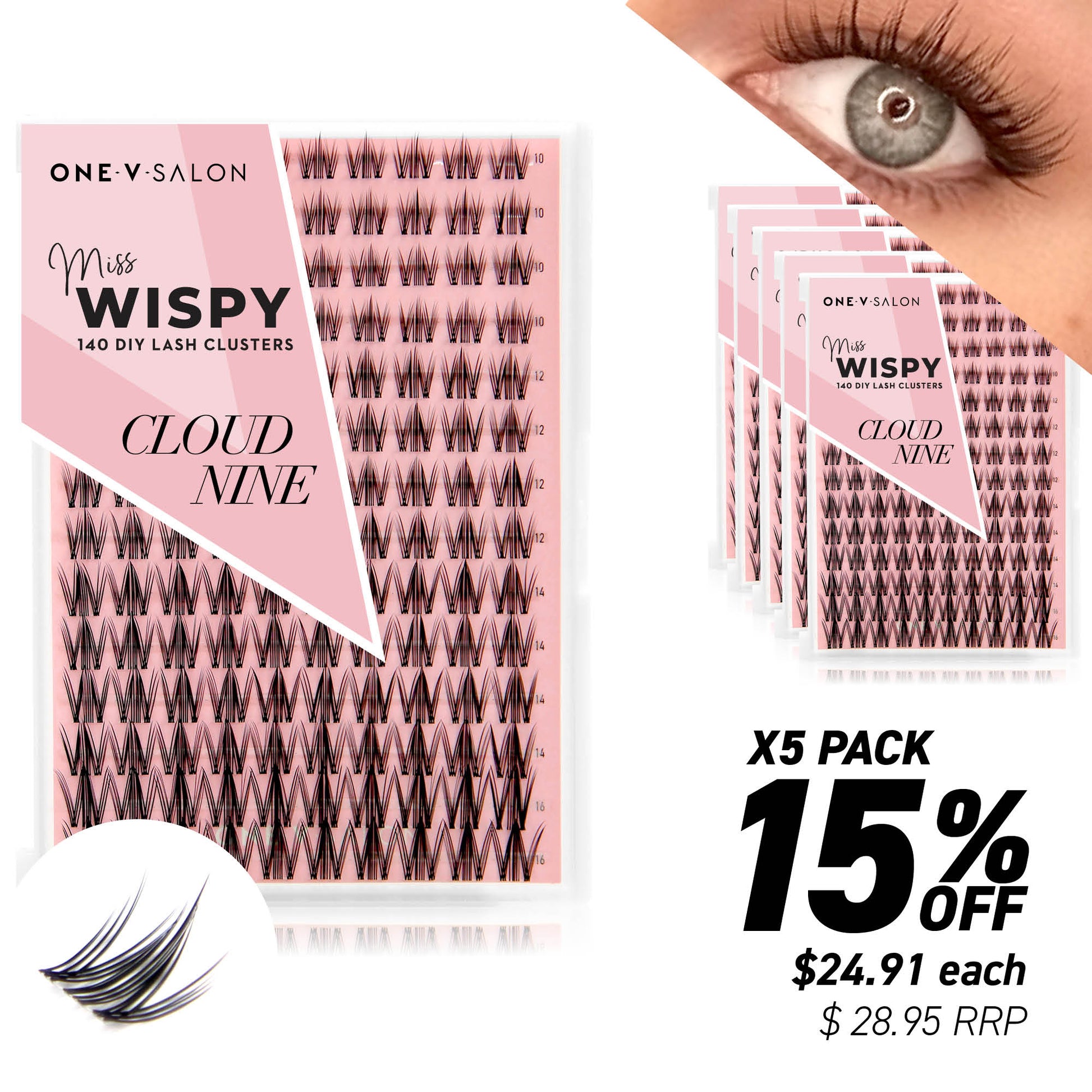Miss Wispy Cluster Lashes - Cloud 9 - 140 DIY Cluster Lashes (Bundle packs) - LASH V