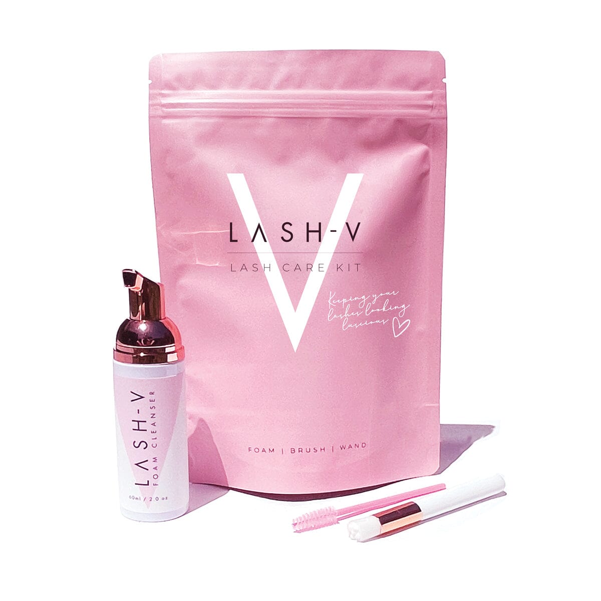 Lash Cleanser Kit - Lash Shampoo Foam + Lash Brush + Mascara Wand - LASH V