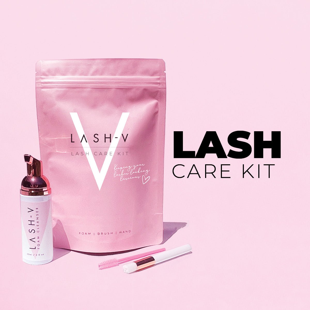Lash Cleanser Kit - Lash Shampoo Foam + Lash Brush + Mascara Wand - LASH V