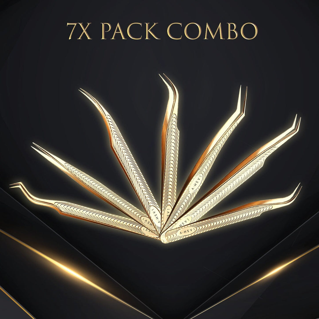 Luxe Gold Tweezers - 7x Pack Combo - LASH V