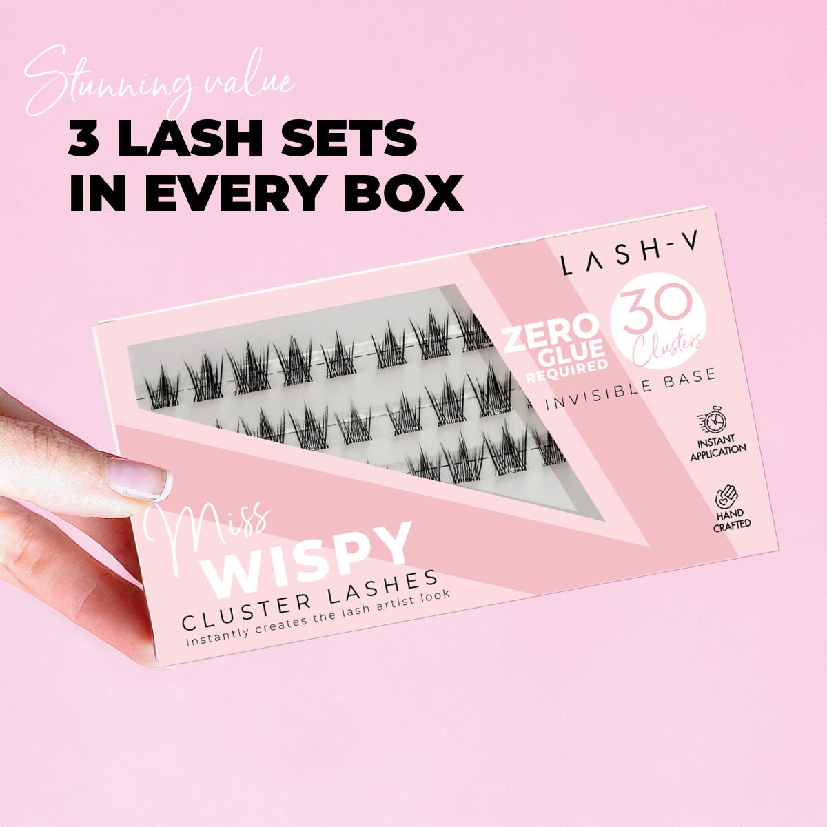 Miss Wispy Cluster Lashes - No Glue - 30 Clusters . - LASH V